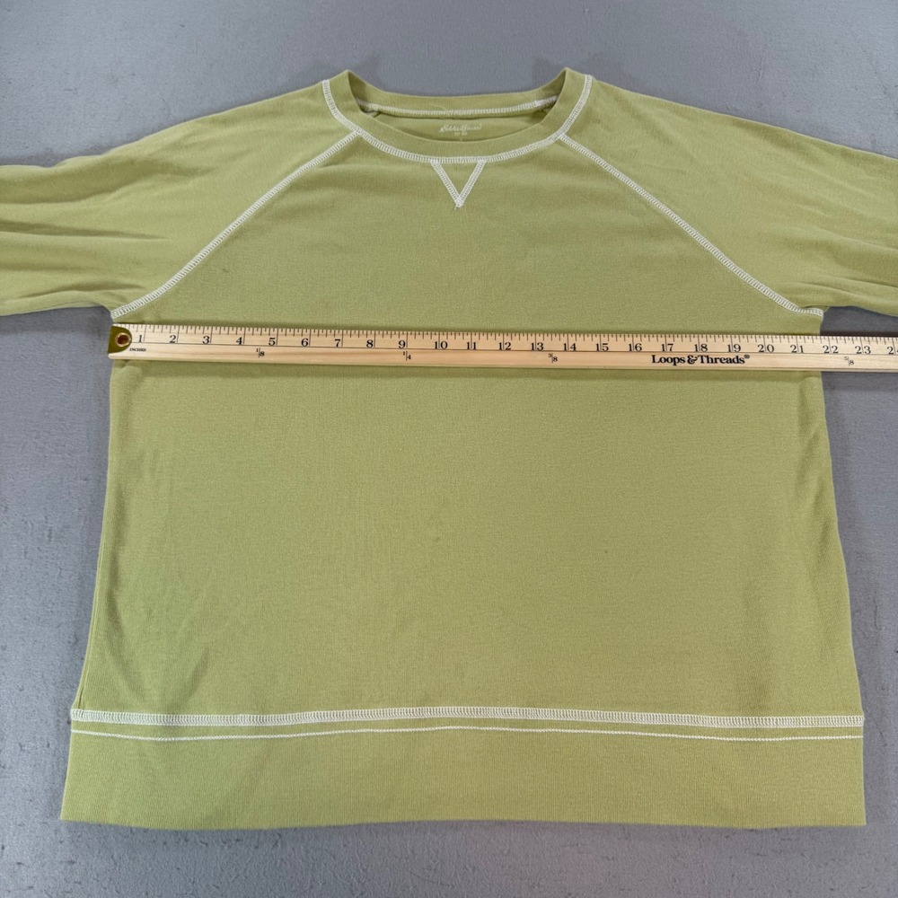 Eddie Bauer Womens L Lime Green Raglan Long Sleeve Cotton Tee - Picture 8 of 8